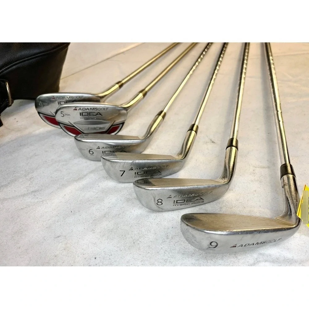 Adams Golf Idea Hybrid Iron Set Mens RH 4-9 Iron‎ Stiff Flex + Caddy Travel Bag